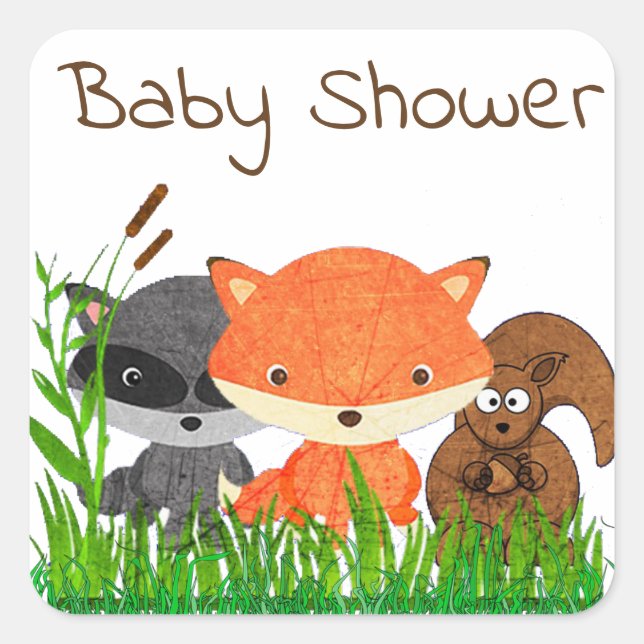 Baby Shower Animal Woodland Creature Sticker (Front)