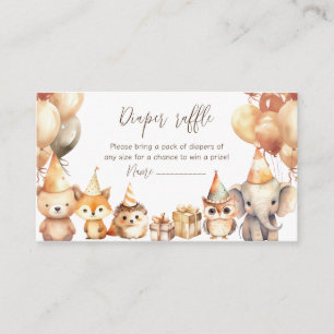 Baby Shower Animals diaper raffle ticket  Enclosure Card