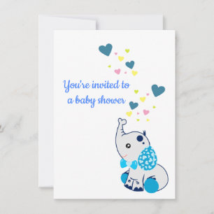 Baby Shower Announcement with Baby Elephant