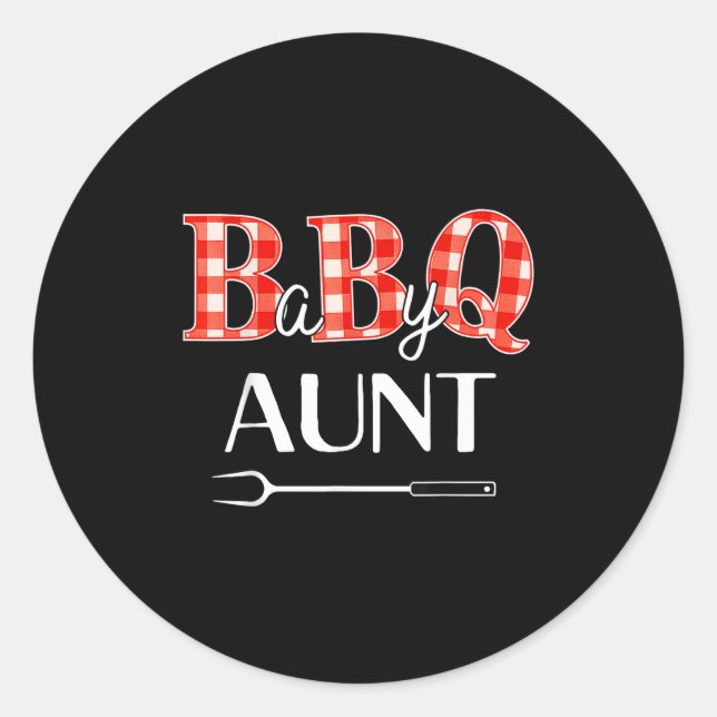 Baby Shower Aunt Bbq Party Cute Matching Family  Classic Round Sticker (Front)