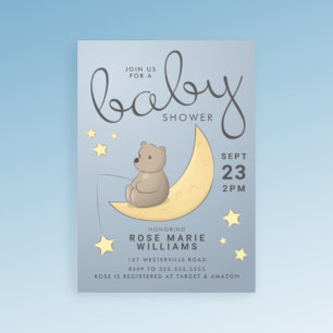 BABY SHOWER Baby Bear Moon & Stars Invitation