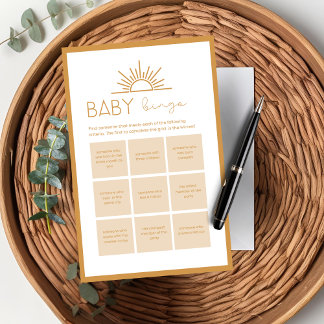 Baby Shower Baby Bingo Game Sunshine Boho