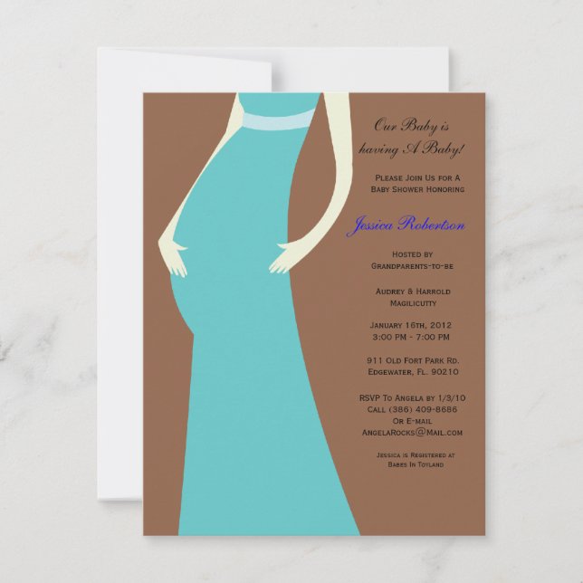 Baby Shower, Baby BLUE BOY Baby Bump, Invitation (Front)