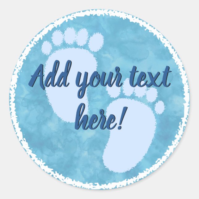 Baby Shower Baby Blue Watercolor Custom Classic Round Sticker (Front)
