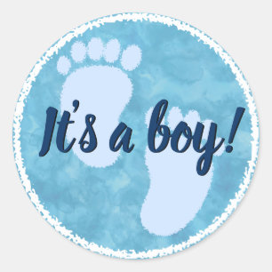Baby Shower Baby Blue Watercolor Custom Classic Round Sticker