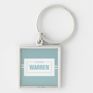 Baby shower baby boy blue birth date key ring