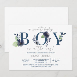 BABY SHOWER, BABY BOY, BLUE FLORAL, ITS A BOY