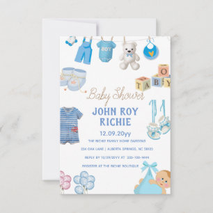 Baby Shower   Baby Boy Blue RSVP Card