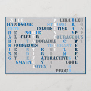 Baby Shower Baby BOY Crossword Invitation Card