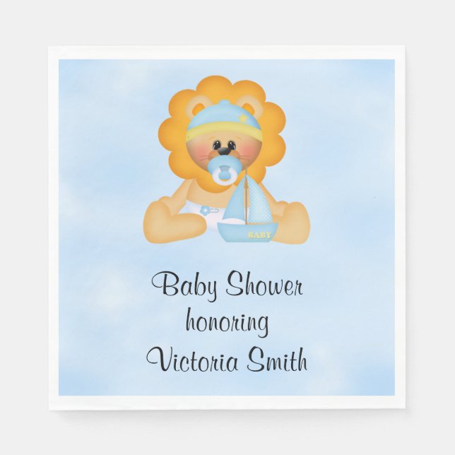 Baby Shower Baby Boy Lion Napkin (Front)
