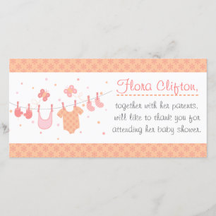 Baby shower: Baby clothes on clothesline Thank You Card