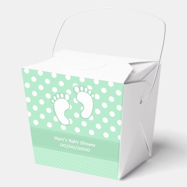 Baby Shower Baby Feet Polka Dot Favour Box (Front)
