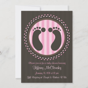 Baby Shower - Baby Footprints - Pink - Invitation