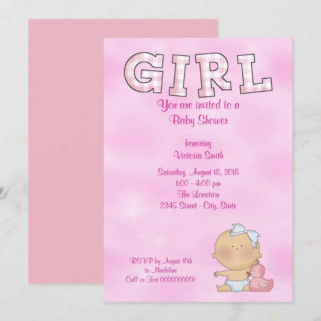 Baby Shower Baby Girl Invitation (Front/Back)