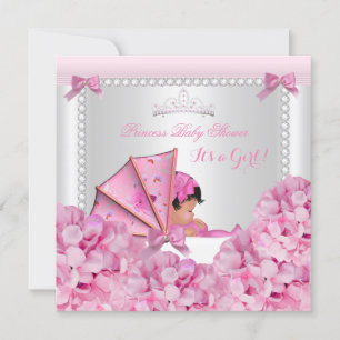 Baby Shower Baby Girl Pink Pram African American Invitation