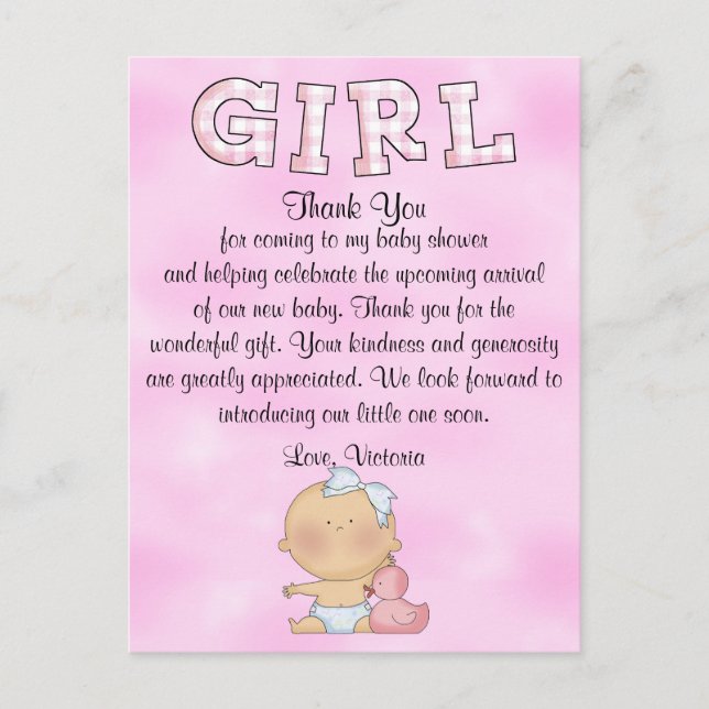 Baby Shower Baby Girl Postcard (Front)