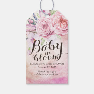 Baby Shower Baby in Bloom Bohemian Flowers Feather Gift Tags
