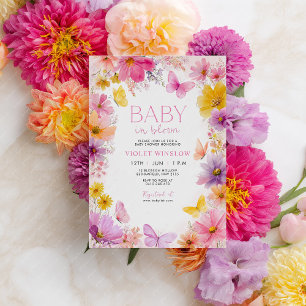 Baby Shower Baby in Bloom Butterfly Pink Purple  Invitation