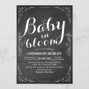 Baby Shower Baby in Bloom Floral Frame Chalkboard Invitation