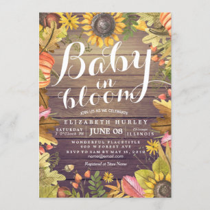 Baby Shower Baby in Bloom Maple Pumpkin Sunflowers Invitation