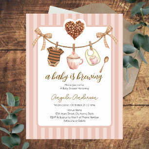 Baby Shower Baby is Brewing Clothes Line Invitation