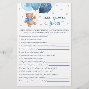 Baby Shower Baby Jokes Game Teddy Bear Blue
