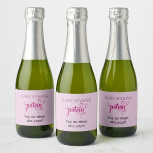 Baby Shower Baby Making Potion Favour Pink Mini Sparkling Wine Label