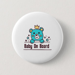 baby shower baby on board 6 cm round badge