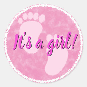 Baby Shower Baby Pink Watercolor Custom Classic Round Sticker