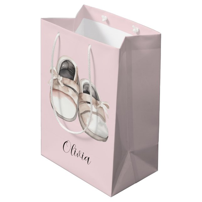 Baby Shower baby shoes  Medium Gift Bag (Back Angled)