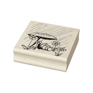 Baby Shower - Baby Under Toadstool Rubber Stamp