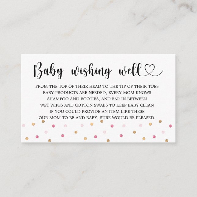 Baby Shower, Baby Wishing Well Enclosure Card (Front)