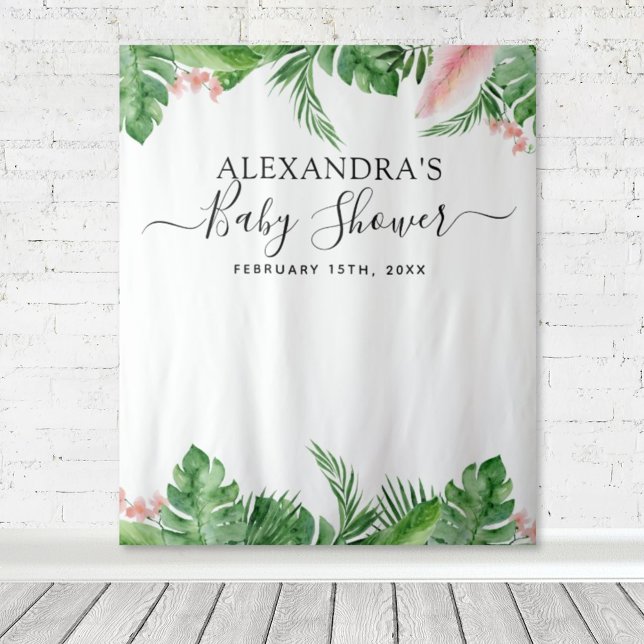 Baby Shower Backdrop Troical Floral Photo Booth Tapestry (Creator Uploaded)