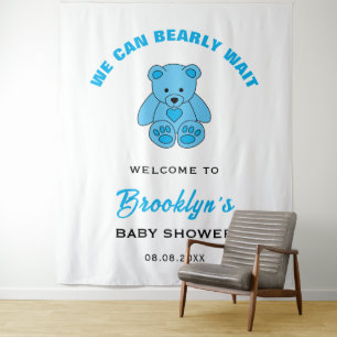 Baby Shower Backdrop We Can Bearly Wait Teddy Bear Tapestry