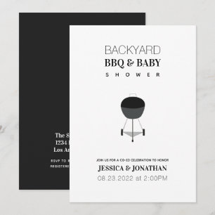 Baby Shower Backyard BBQ Co-Ed Couples Simple Invitation