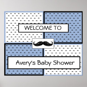 Baby Shower  Banner Poster Moustache Themed