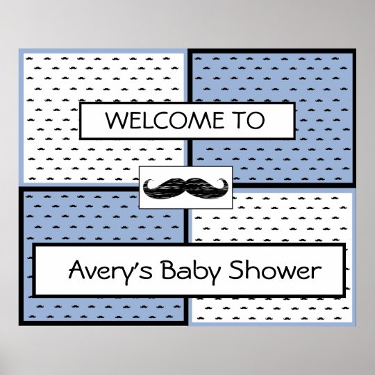 Baby Shower Banner Poster Moustache Themed