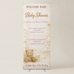 Baby Shower Banner Teddy Bear Neutral Pastel