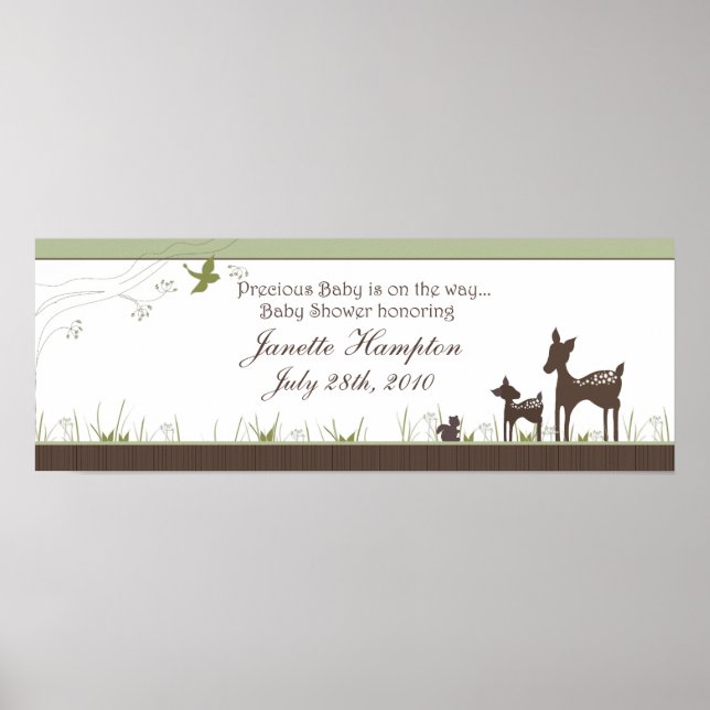 Baby Shower Banner with Deer Poster (Front)