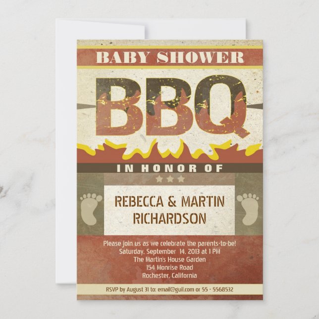 baby shower barbecue vintage invitations (Front)