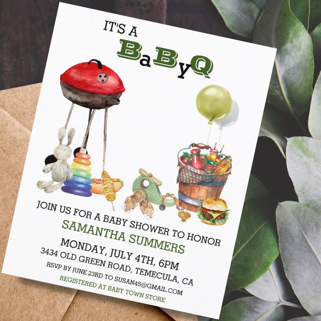 Baby Shower BBQ Barbecue Watercolor  (Creator Uploaded)