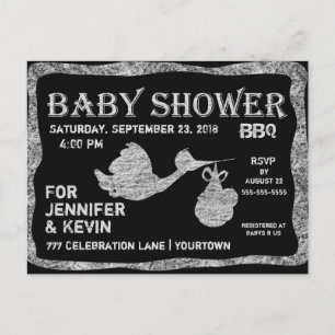 Baby Shower   BBQ   Chalkboard Invitation Postcard