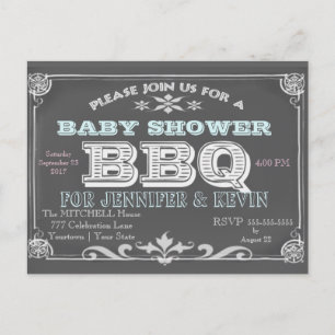 Baby Shower BBQ Chalkboard Invitation Postcard