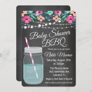 Baby Shower BBQ Mason Jar Invitation