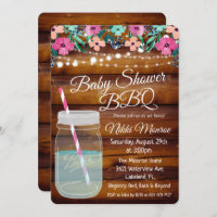 Baby Shower BBQ Mason Jar Invitation