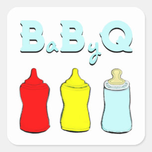 Baby Shower BBQ Square Sticker