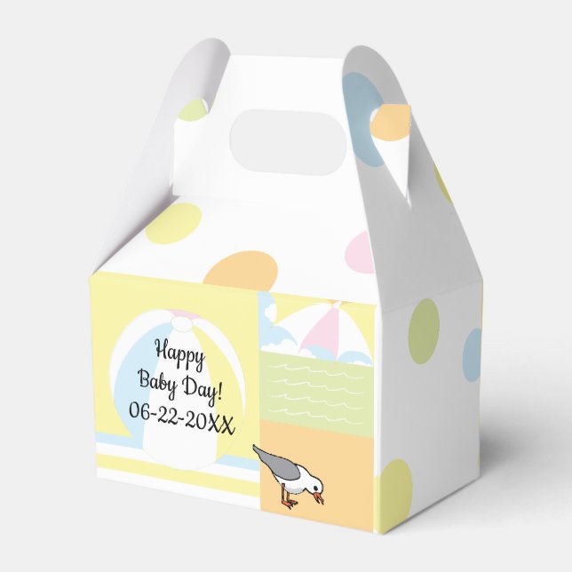 Baby Shower Beach Ball Gable Favour Box (Back Side)