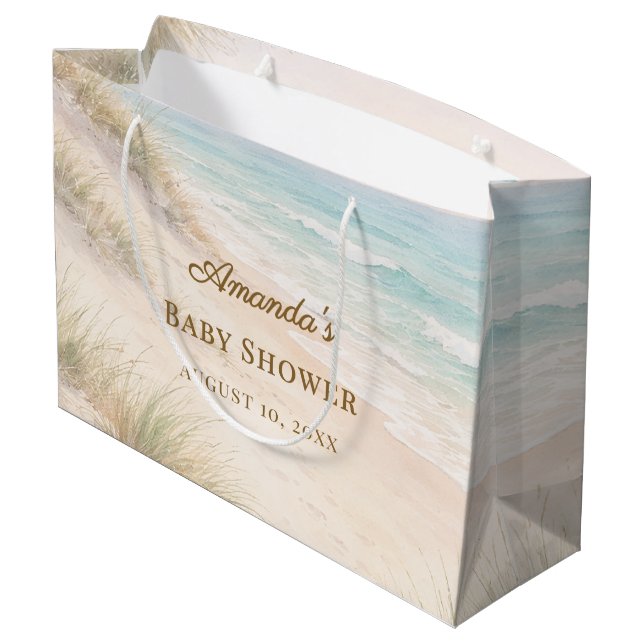 Baby Shower beach coastal Large Gift Bag (Back Angled)