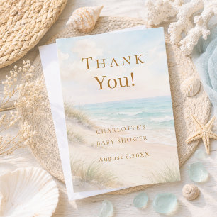 Baby Shower beach coastal summer Thank You Card