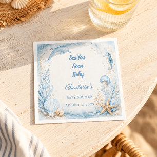 Baby Shower beach summer Sea You Soon Napkin